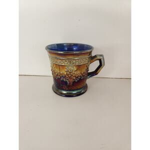 Fenton Blue Carnival Glass mug orange tree pattern early 20th century